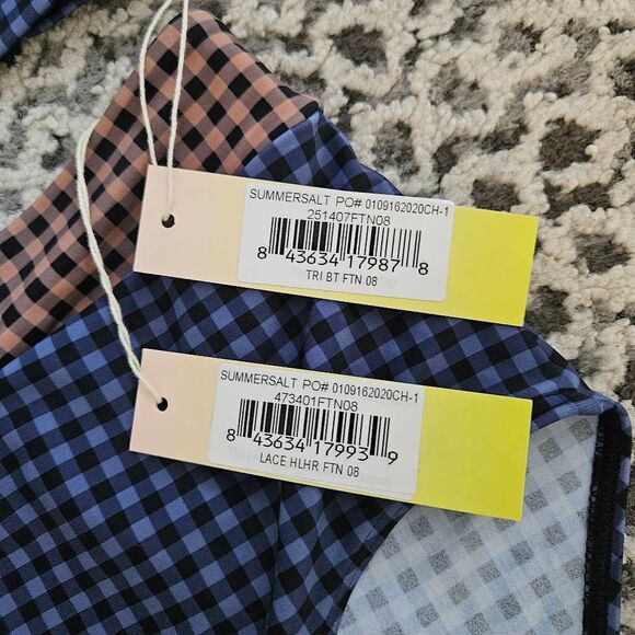 Summersalt Blue and Black Checkered High Waisted Swim Bottoms and Triangle Top S - Picture 2 of 4